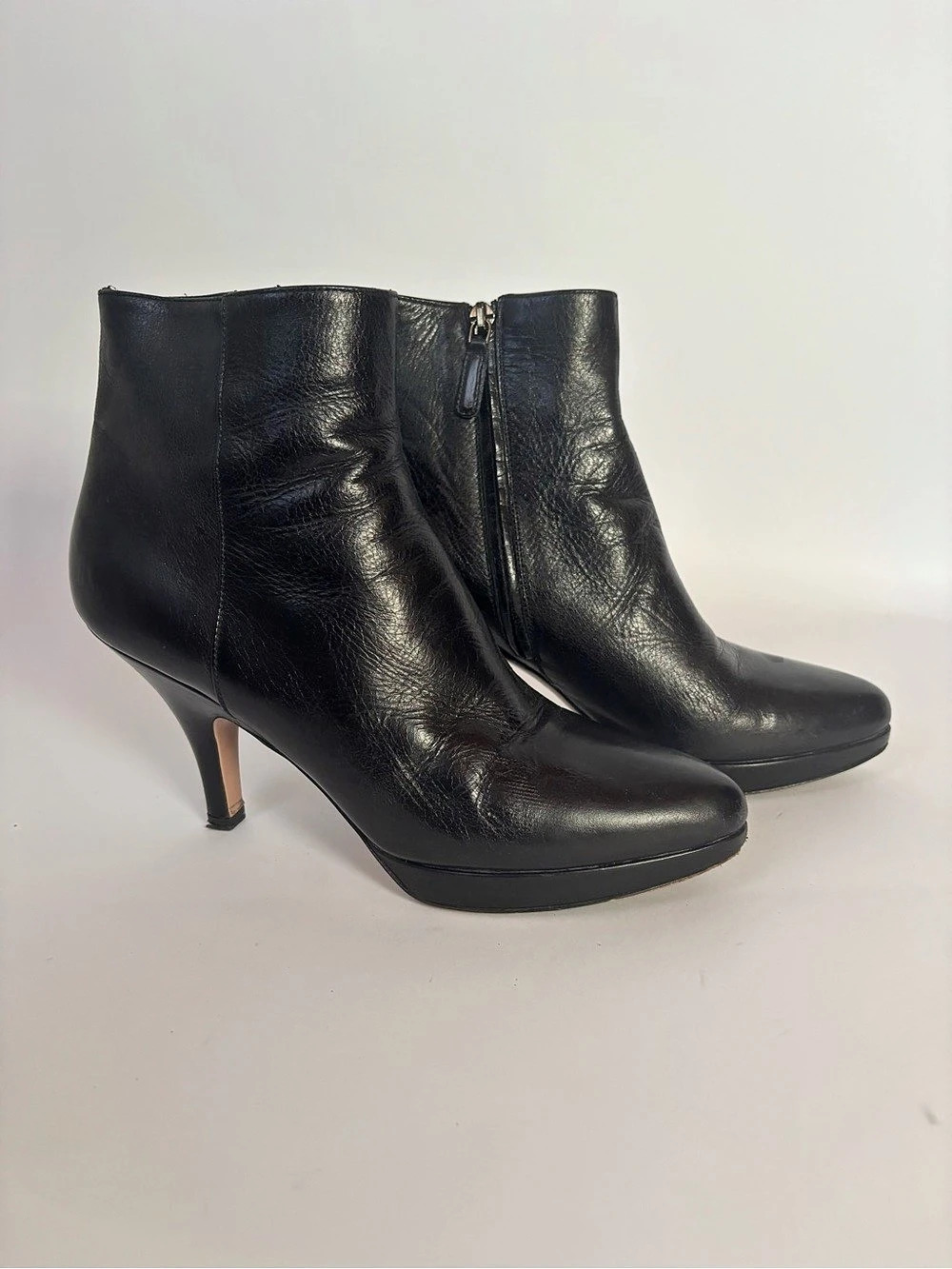 Prada Black Platform Ankle Boots Size 38.5 EU Almond Toe Made in Italy